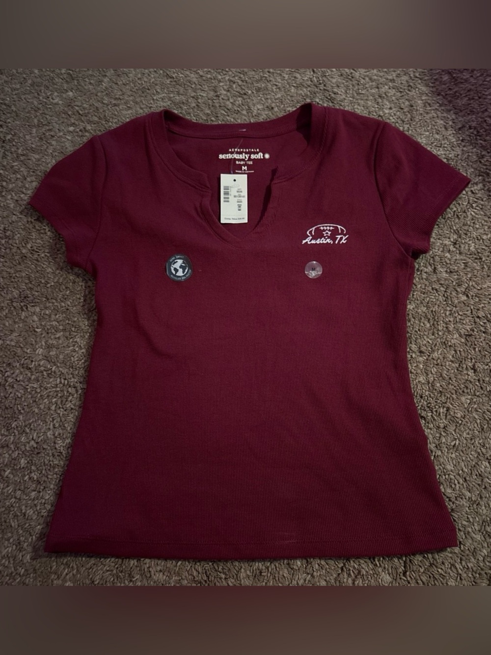Aeropostale Women's Wine Short Sleeve Tee